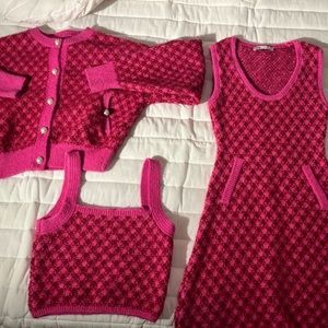 Zara pink matching set ( cardigan, top and mini dress)